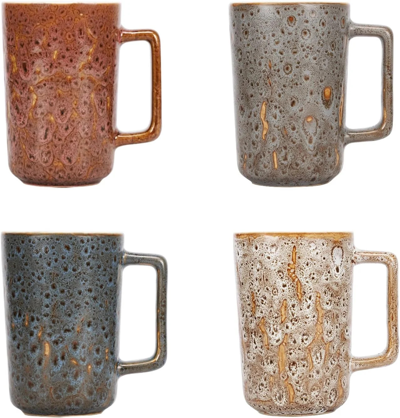 15 oz Multi-Coloured Ceramic Coffee Mugs, Lava Coffee Mug Set for Coffee, Tea, Cocoa, Milk and Ce... | Walmart (US)