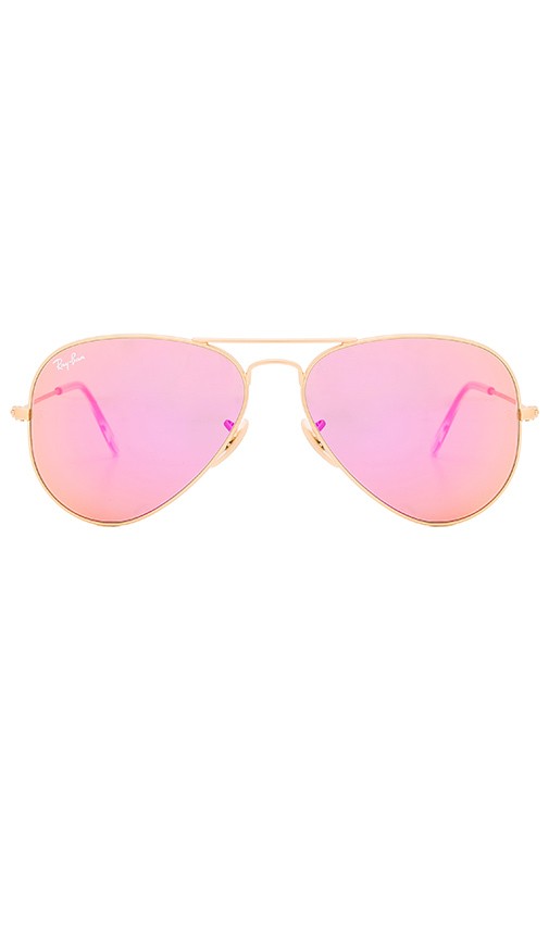 Aviator Flash Lenses in Gold & Cyclamen Mirror | Revolve Clothing (Global)