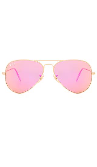 Ray-Ban Aviator Flash Lenses in Pink. | Revolve Clothing (Global)