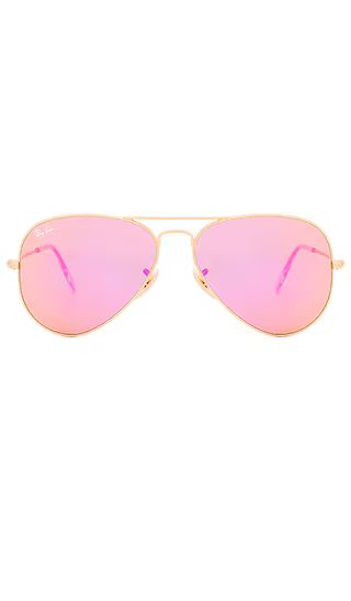 Aviator Flash Lenses in Gold & Cyclamen Mirror | Revolve Clothing (Global)