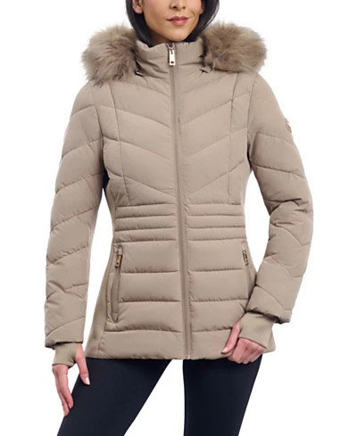 Women's Faux-Fur-Trim Hooded Puffer Coat, Created for Macy's | Macy's