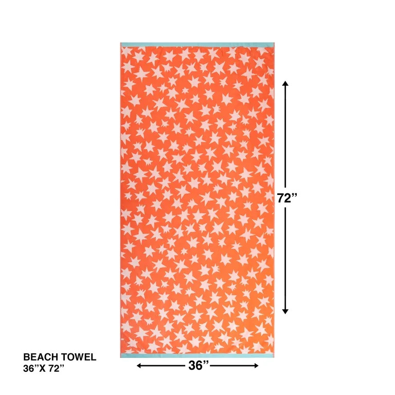 Mainstays Summer Vibes Cotton-Blend Beach Towel, 72 x 36 in, Red Star | Walmart (US)