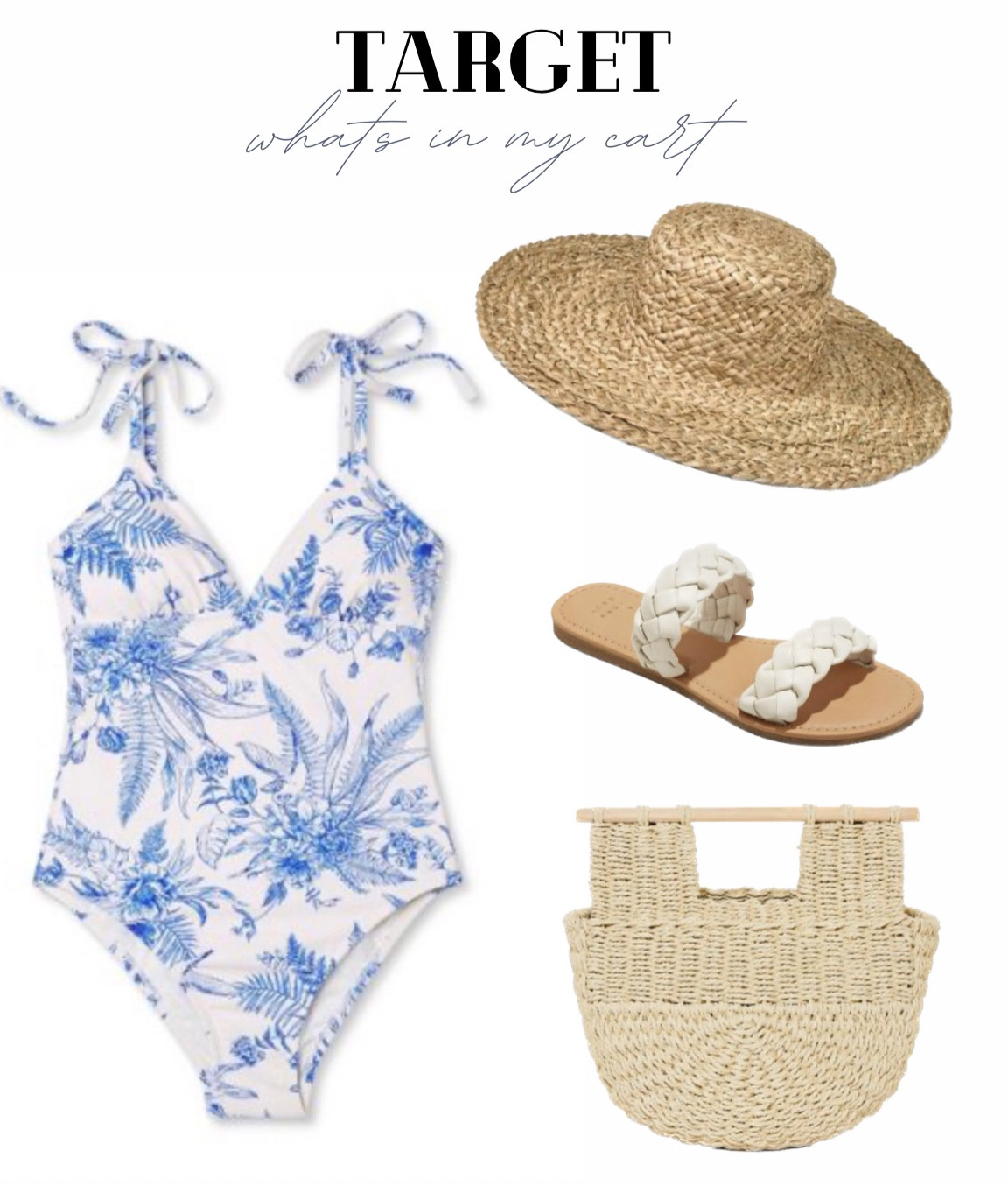 What’s in my cart- Target beach edition!

One piece swimsuit, woven beach bag, woven beach hat, beach sandals, spring sandals 

#LTKswim #LTKstyletip