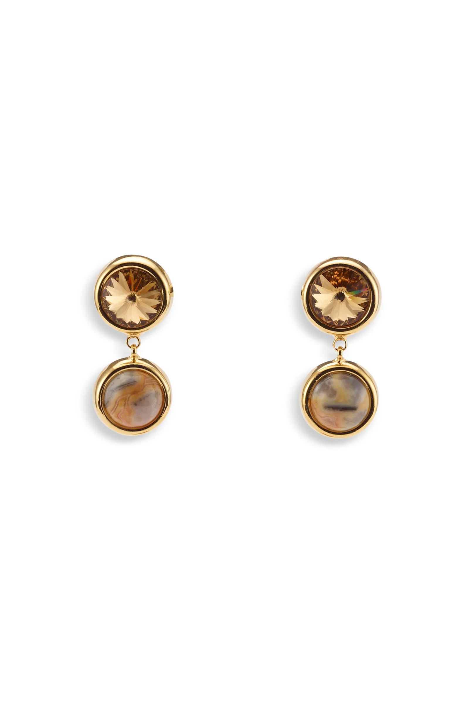 Clare Crystal and Stone Drop Earrings | Lelet NY