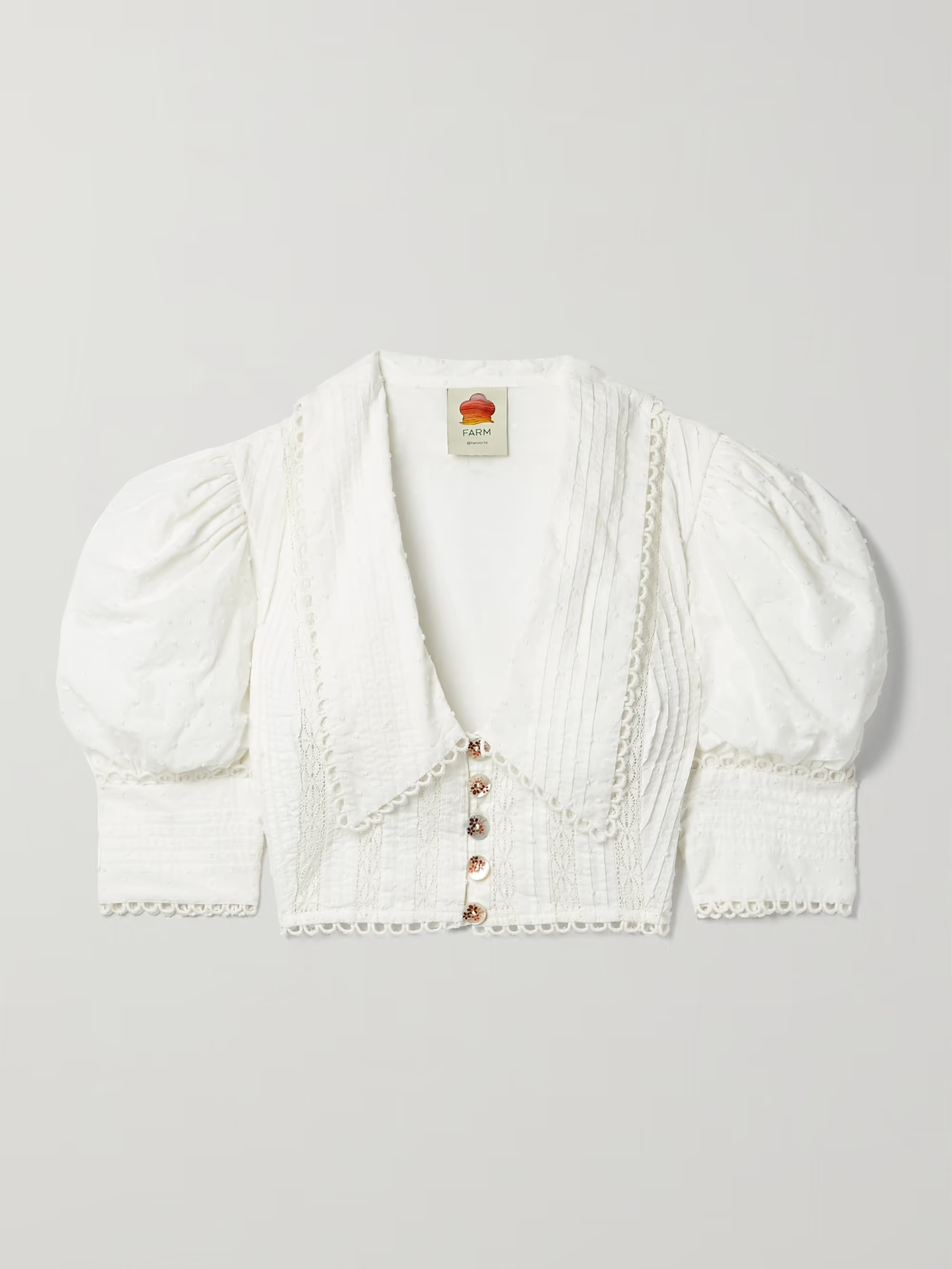 Cropped crochet and lace-trimmed fil coupé cotton top | NET-A-PORTER (US)