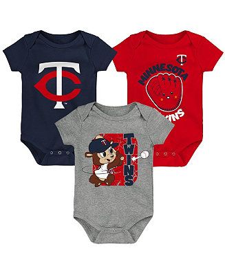 Outerstuff Unisex Newborn Infant Navy and Red and Gray Minnesota Twins Change Up 3-Pack Bodysuit ... | Macys (US)