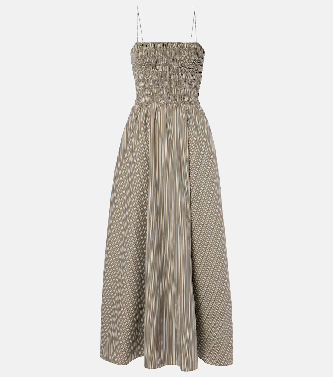 Lida pinstripe shirred cotton maxi dress | Mytheresa (US/CA)