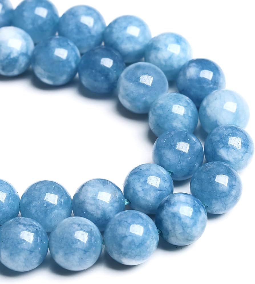 8MM 46PCS Blue Aquamarine Jade Loose Beads for Jewelry Making DIY Bracelet | Amazon (US)