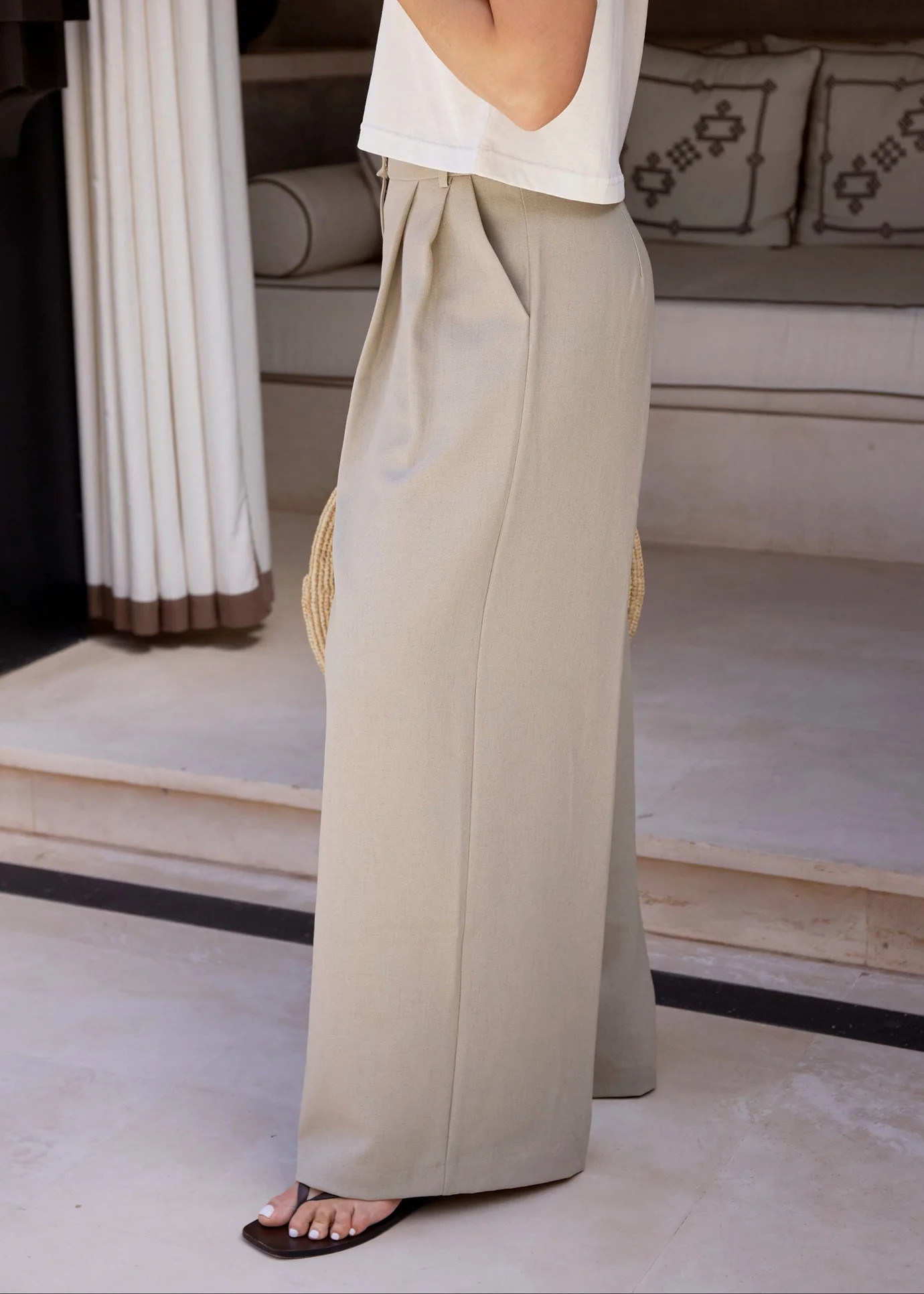 ULTRA WIDE LEG TROUSER - BEIGE | WAT The Brand