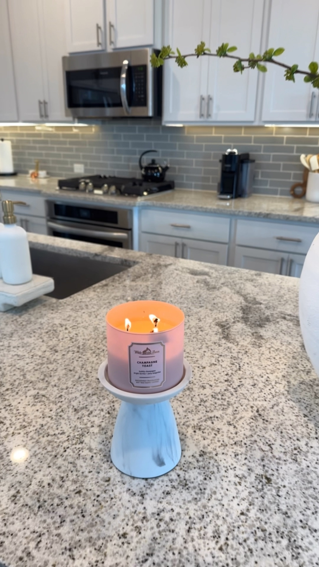 Bath and body works champagne toast candle and this gorgeous marble pedestal candle holder 

#LTKU #LTKHome #LTKFindsUnder50