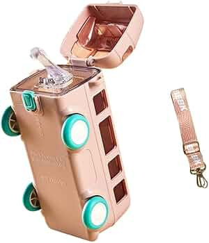 Bus Water Bottle Car Straw Water Cup 17oz Portable Bus Shaped Water Bottle with Strap Cute Drinki... | Amazon (US)