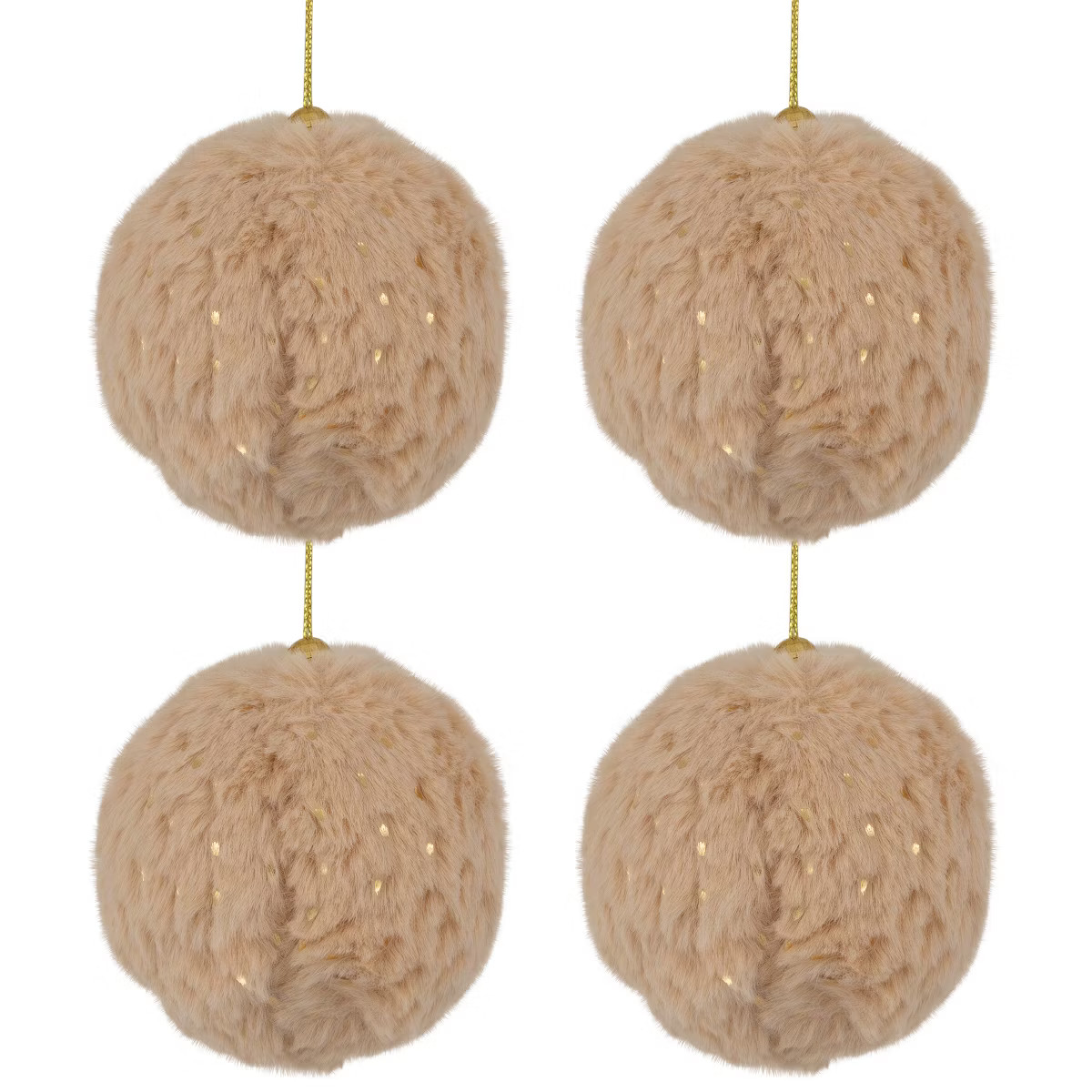 Northlight Plush Polka-Dotted Christmas Ball Ornaments - 2.75" - Beige - Set of 4 | Target