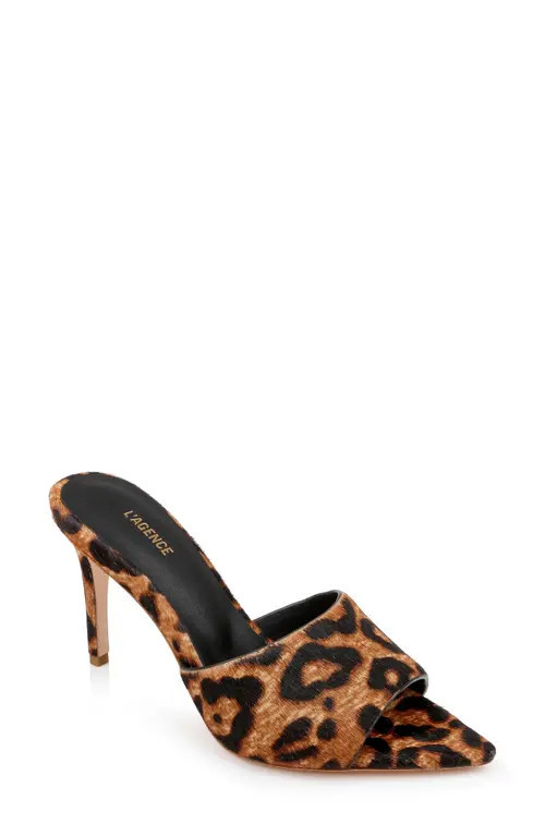 L'AGENCE Lolita VII Slide Sandal in Leopard Hair Calf at Nordstrom, Size 8.5 | Nordstrom