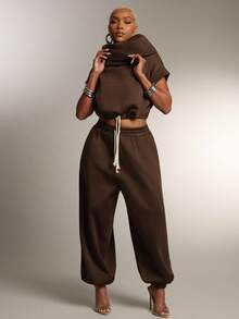 Drop crotch chocolate sweats | SHEIN