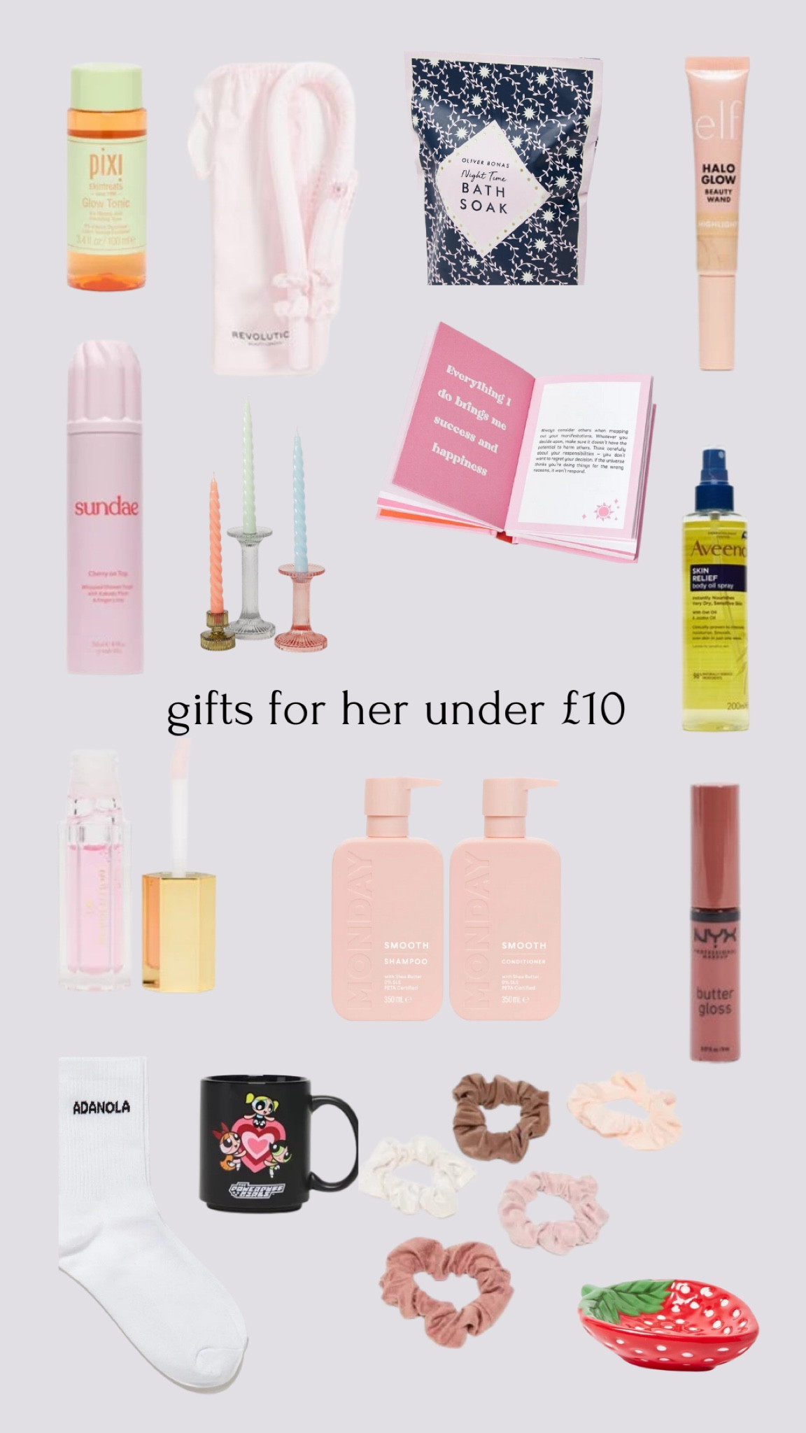 Gifts for her under £10 💗
Monday hair care, gift ideas, cheap gift ideas, stocking fillers, adanola, NYX, Oliver bonas, ASOS, makeup, beauty gifts, home gifts 

#LTKCyberSaleUK #LTKSeasonal #LTKGiftGuide