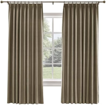 TWOPAGES 84 W x 96 L inch Pinch Pleated Curtain Room Darkening Linen Drapery Panel for Bedroom Li... | Amazon (US)