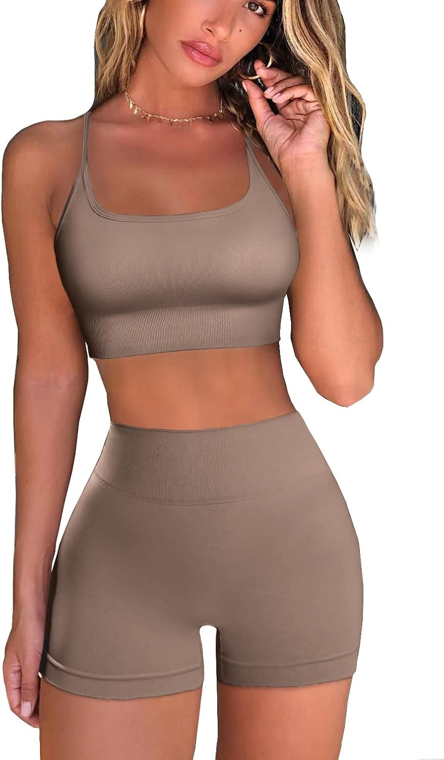 Women 2 Piece Workout Set Seamless Sport Bra High Waist Butt Lifting Sport Short Leggings Gmy Out... | Amazon (US)