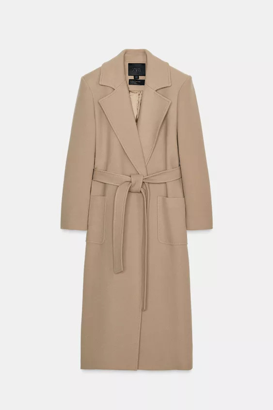 ZW COLLECTION WOOL BLEND BELTED COAT | Zara US