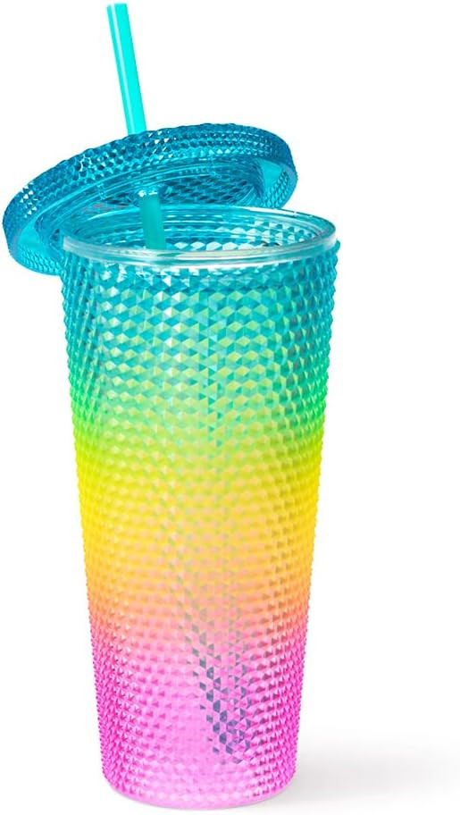 West & Fifth Ombré Semitransparent Honeycomb-Textured Tumbler with Straw, 24-Ounce Volume, Multi | Amazon (US)