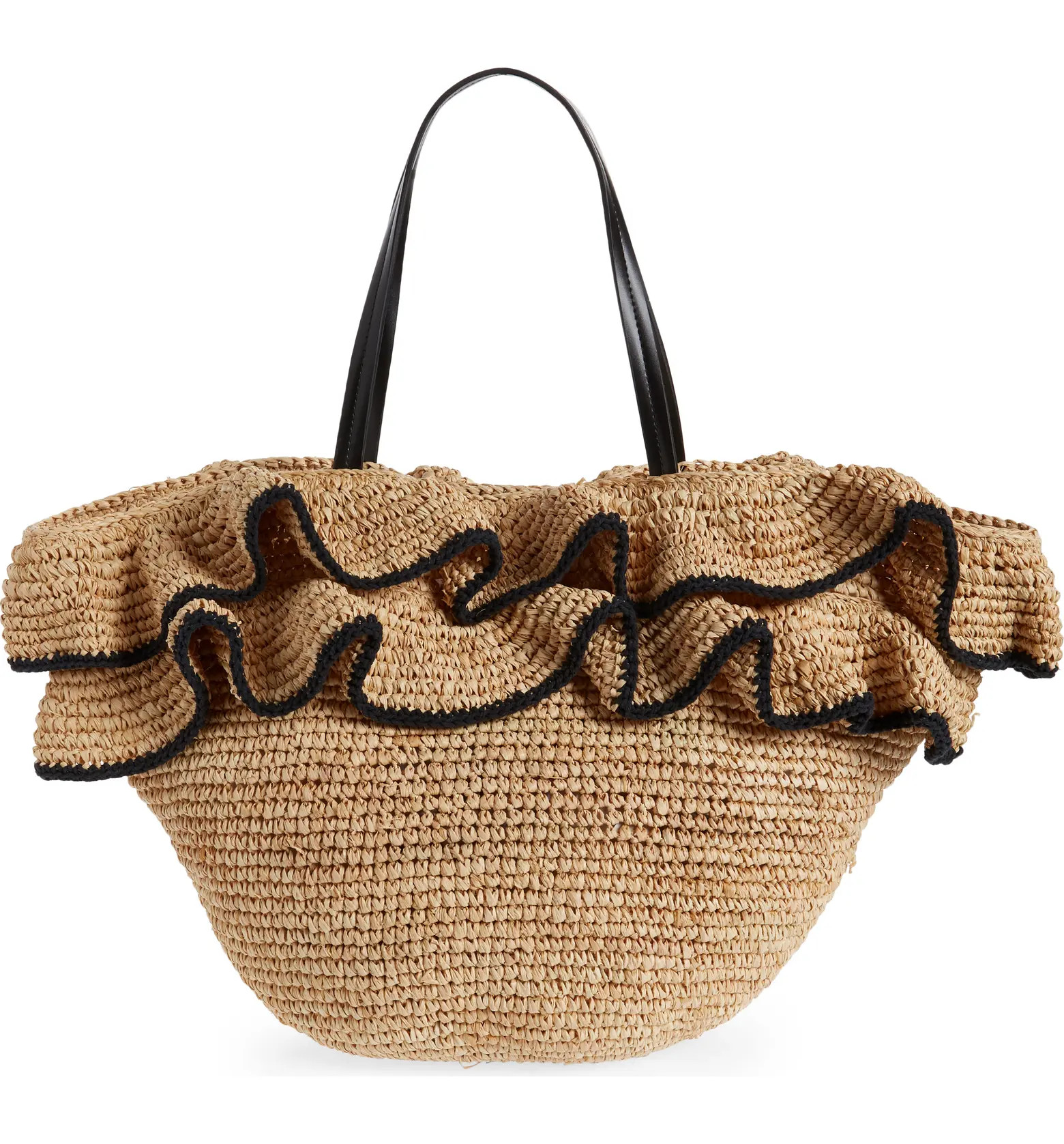 Joey Ruffle Raffia Tote | Nordstrom