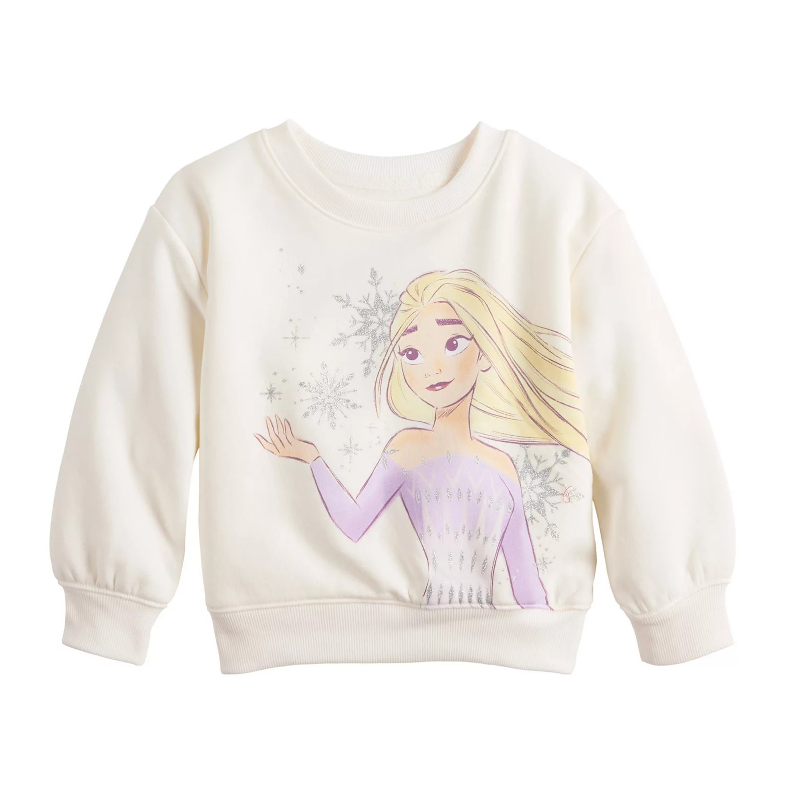Baby & Toddler Girl Jumping Beans® Disney's Frozen Elsa Graphic Crewneck Sweatshirt, Toddler Girl's, Size: 3T, Ivory Elsa Snowflake | Kohl's
