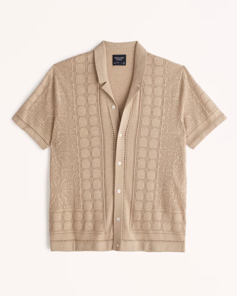 Textural Button-Through Sweater Polo | Abercrombie & Fitch (US)