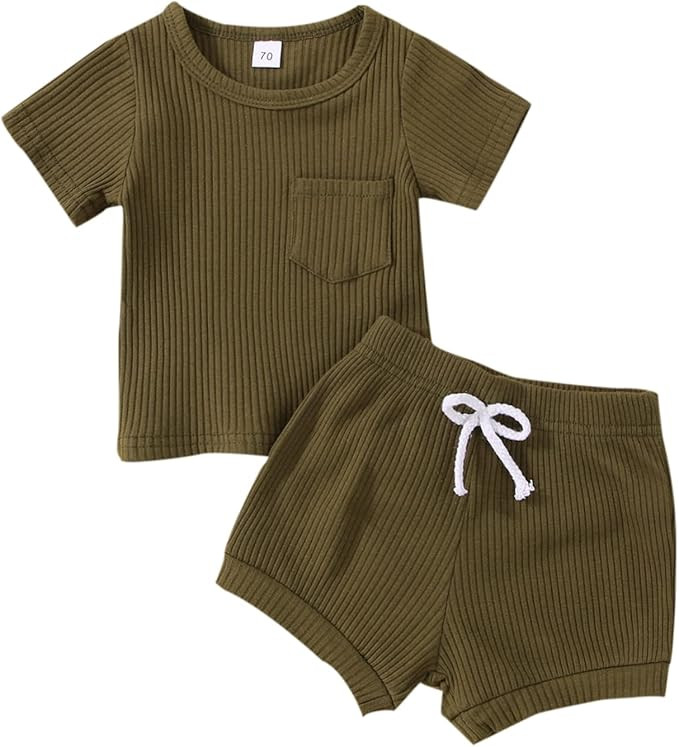 Baby Boy Girl Clothes Summer 3 6 12 18 Months Outfits Newborn Short Sleeve Knitted Cotton T-Shirt... | Amazon (US)