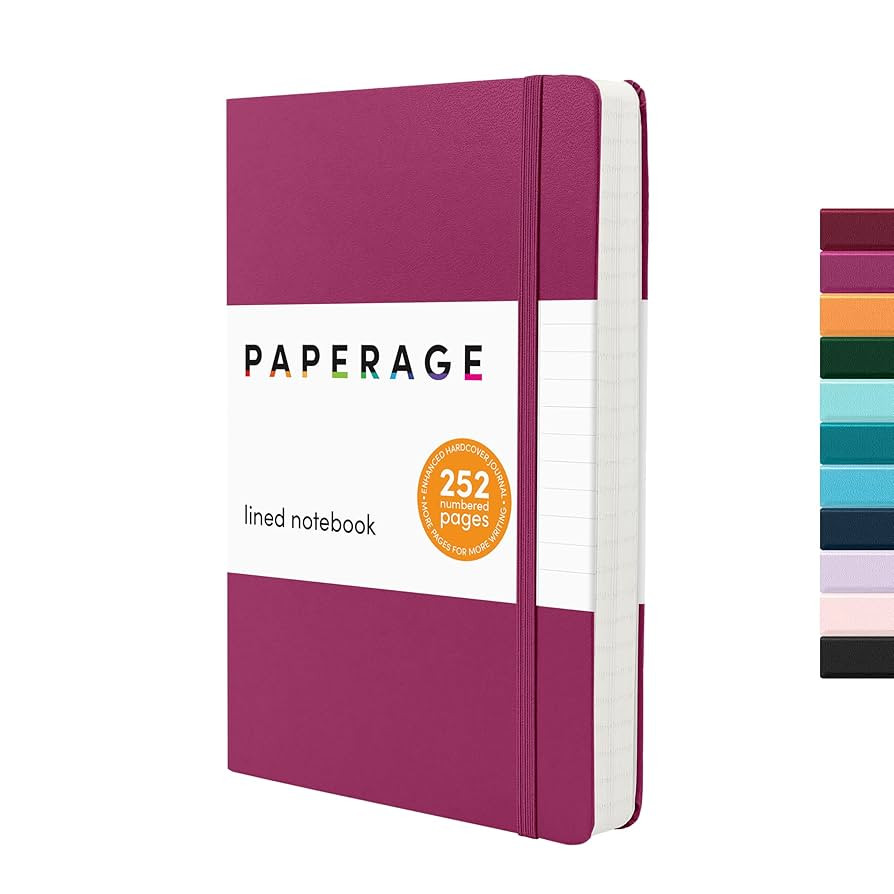 PAPERAGE Lined Journal Notebook, (Raspberry), 252 Pages, Medium 5.6 in x 8 in - 100 GSM Thick Pap... | Amazon (US)