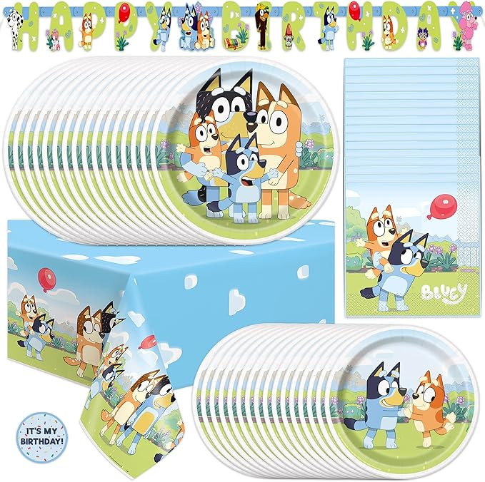 Unique Bluey Birthday Party Supplies | Serves 16 Guests | Bluey Party Supplies | Bluey Party Deco... | Amazon (US)