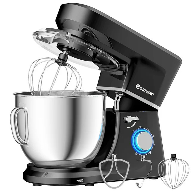 Costway Tilt-Head Stand Mixer 7.5 Qt 6 Speed 660W with Dough Hook, Whisk & Beater Black | Walmart (US)
