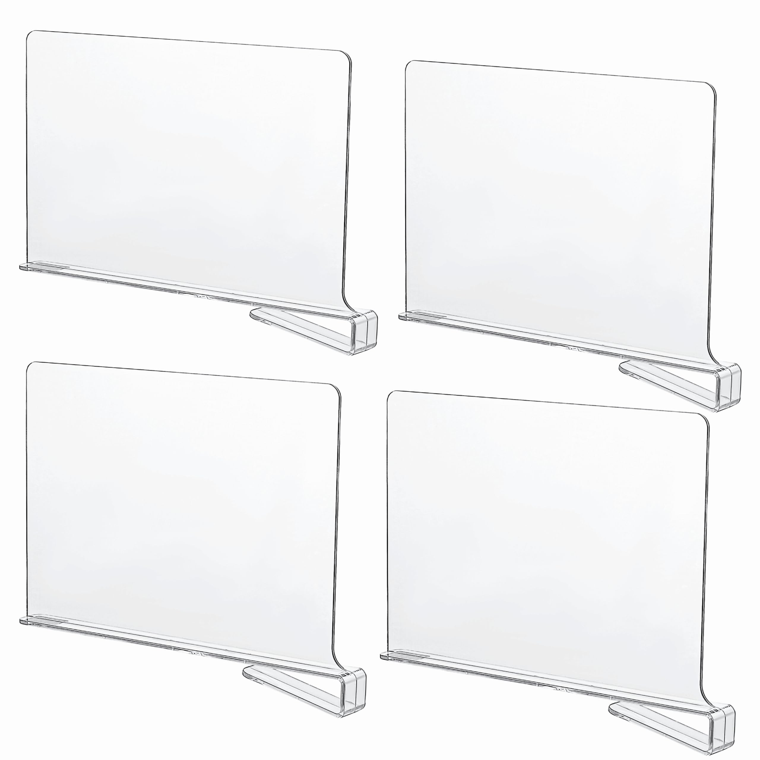 CY craft Acrylic Shelf Dividers for Closets,Wood Shelf Dividers, 4 PCS Clear Shelf Separators,Per... | Amazon (US)