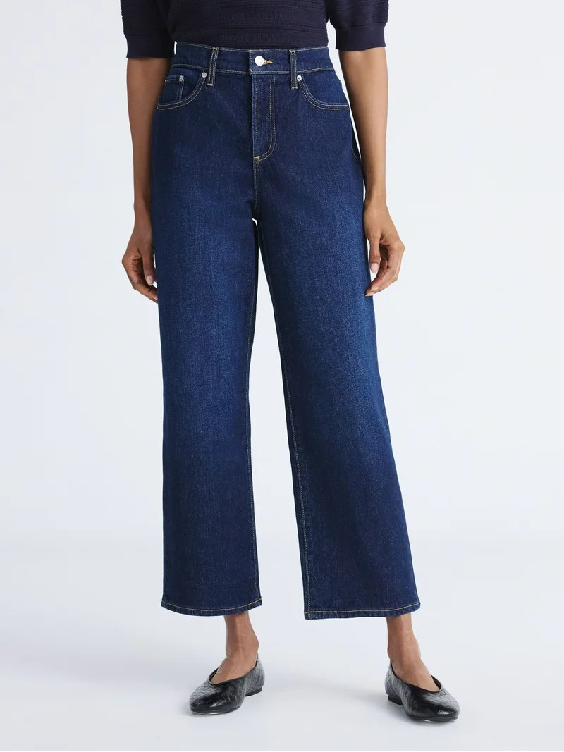 Free Assembly Women's Mid Rise Relaxed Ankle Length Jeans, 27" Inseam, Sizes 0-20 | Walmart (US)