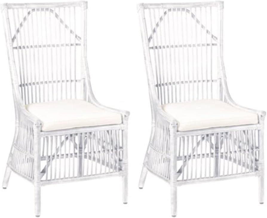 East at Main Handcrafted Rattan Dining Chair (Set of 2), White (22" W x 23.5" D x 41" H) | Amazon (US)