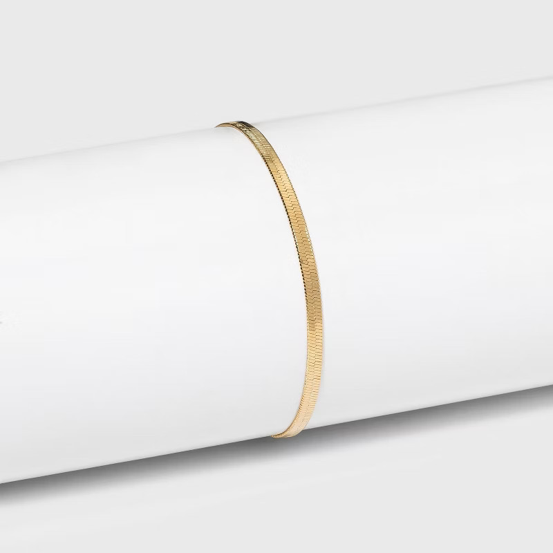 14K Gold Plated Herringbone Chain Bracelet - A New Day™ | Target