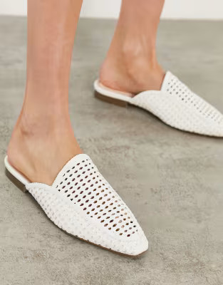 London Rebel woven mule shoes in white | ASOS (Global)