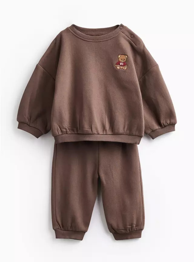 Buy Brown Bear Embroidered Sweat Set 9-12 months | Outfits and sets | Tu | Tu Clothing