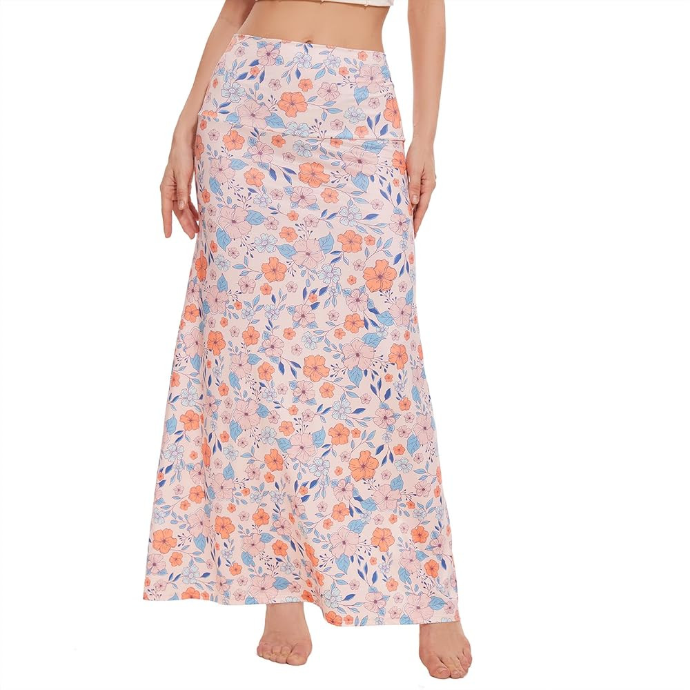 Zando Long Skirts for Women Trendy Dresses High Waisted Maxi Skirt Casual Workout Stretchy Flared... | Amazon (US)