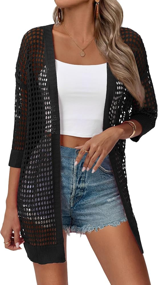 Zeagoo Women's Summer Crochet Cardigan Boho Kimono Oversized Sweater Tops | Amazon (US)