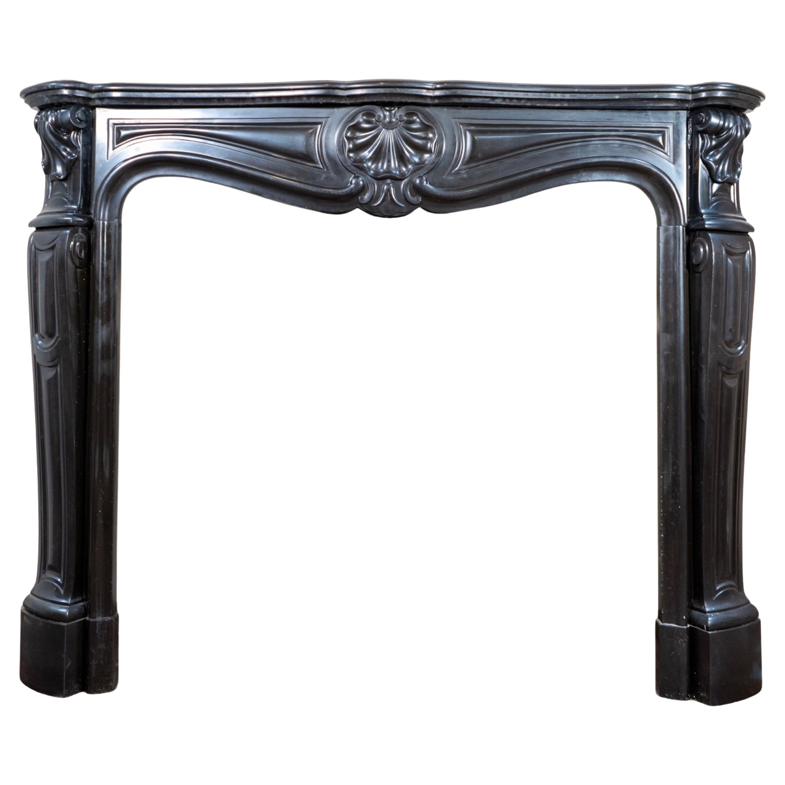 Antique French Noir de Mazy Marble Mantel | 1stDibs