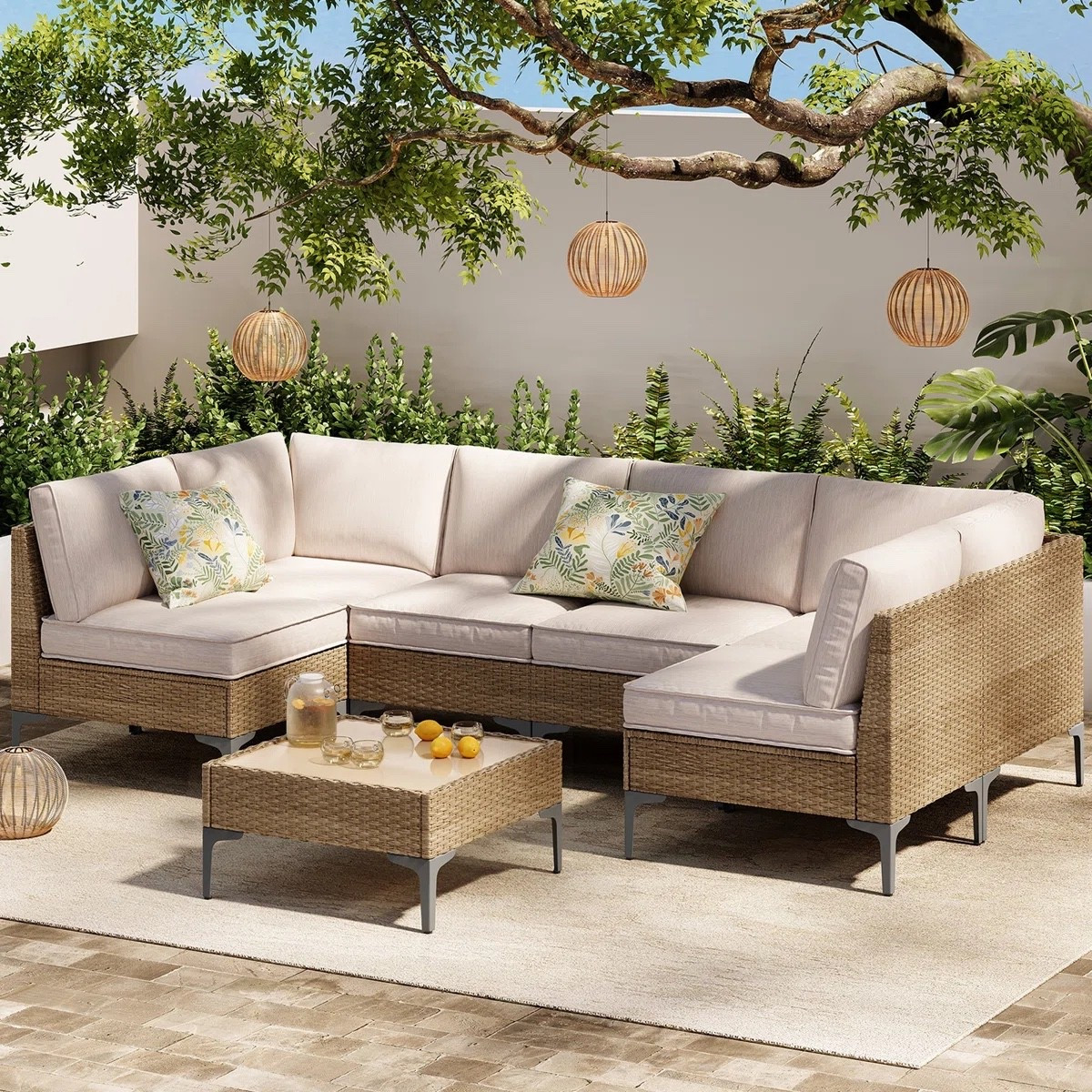 This outdoor wicker sectional sofa set with coffee table features thick all-weather cushions and a soft beige palette, creating the perfect elevated space for backyard lounging, poolside relaxation, and outdoor entertaining. ON SALE and under $750.

4 person seating - Under $500.
6 person seating (as shown) - under $750.

Keywords:

* outdoor wicker sectional
* patio sectional sofa set
* outdoor sofa with coffee table
* all weather patio furniture
* beige outdoor furniture set
* backyard sectional set
* poolside lounge furniture
* outdoor living room set
* backyard entertaining ideas
* patio lounge setup
* poolside relaxation space
* outdoor hosting furniture
* summer patio decor
* garden lounge setup
* resort style outdoor living
* cozy outdoor seating

#LTKSeasonal #LTKHome #LTKSaleAlert