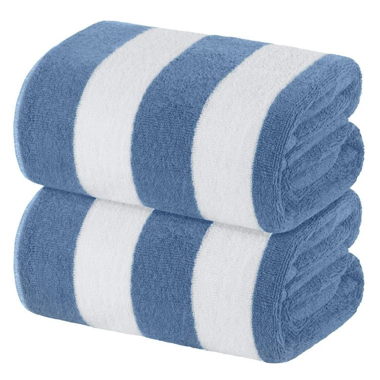 White Classic Beach Towels Oversized Light Blue Cabana Stripe Cotton Bath Towel Large - Luxury Pl... | Walmart (US)