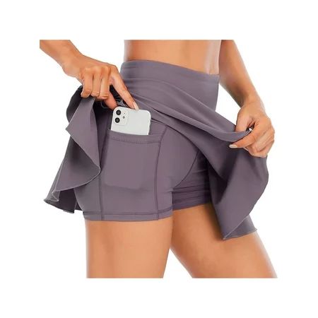 Women s Athletic Stretch Pleated Skort Tennis Skirts with Shorts Pockets for Running Tennis Golf Wor | Walmart (US)
