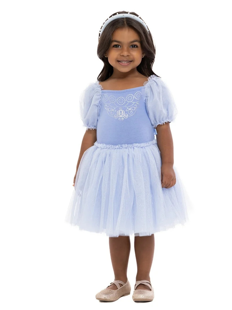 Disney Princess Toddler Girls Cinderella Cosplay Tutu Dress with Puff Sleeves, Sizes 12M-5T | Walmart (US)