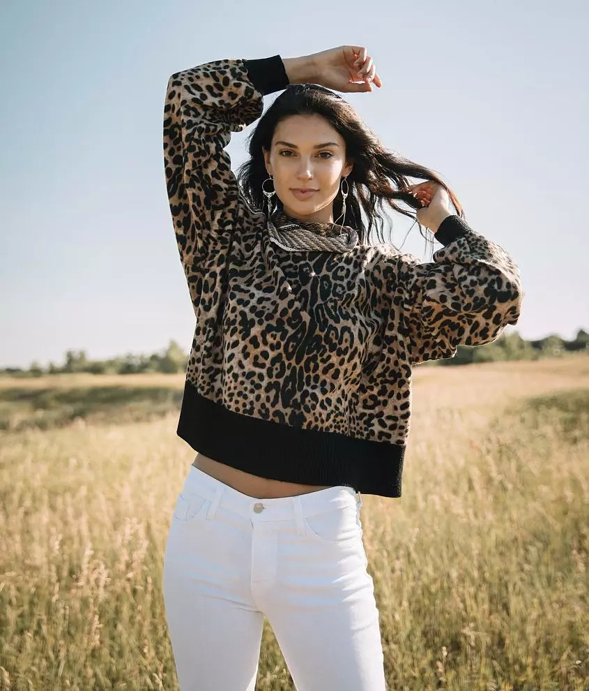Cowl Neck Cheetah Pullover | Buckle