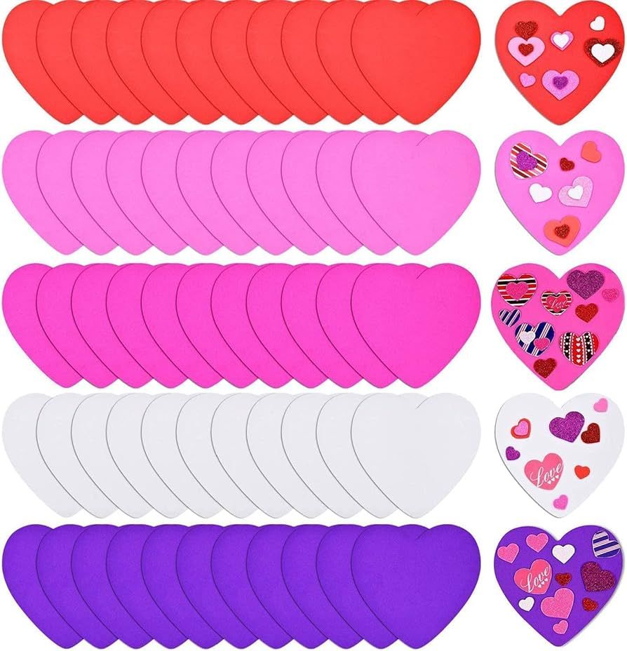 80Pcs Valentines Day Foam Hearts 6'' Foam Heart Cutouts Valentine Craft Foam Heart Shapes for Val... | Amazon (US)