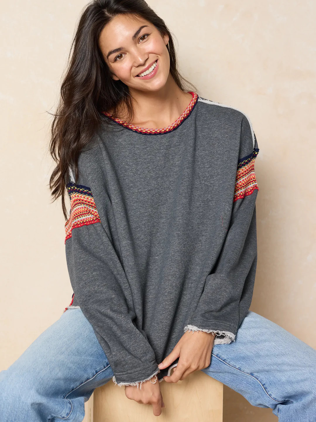 Knit Trim Sweatshirt | Natural Life