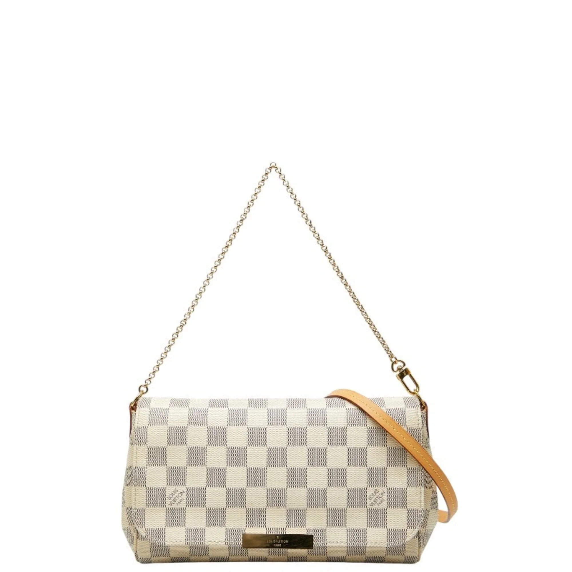 Pre-Owned Louis Vuitton Damier Azur Favorite MM Chain Handbag/Shoulder Bag 2WAY N41275 White... | Walmart (US)