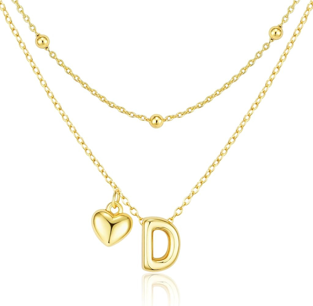 adoyi Valentines Day Gifts for Women Hers Dainty 14K Gold Plated Heart Initial Necklaces Layered ... | Amazon (US)