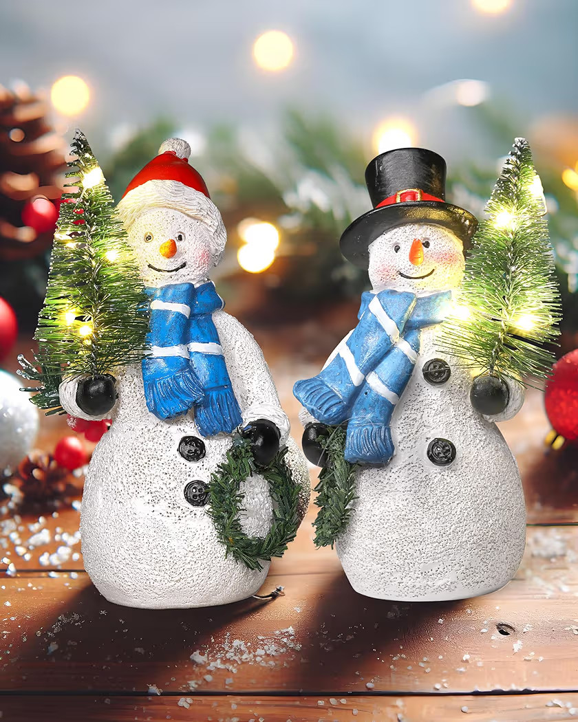 5'' Resin Snowman Figurines, Christmas Decorations Indoor, Winter Holiday Snowmen | Amazon (US)