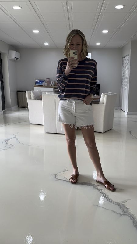 The perfect summer sweater and white denim shorts! 

Fashionably late mom
Gap 
Agolde
H style sandals 
Spring outfit
Summer outfit 
